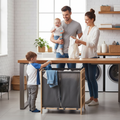 Cos de rufe dublu XXL din lemn, cu 2 compartimente – 68 L