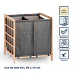 Cos de rufe dublu XXL din lemn, cu 2 compartimente – 68 L