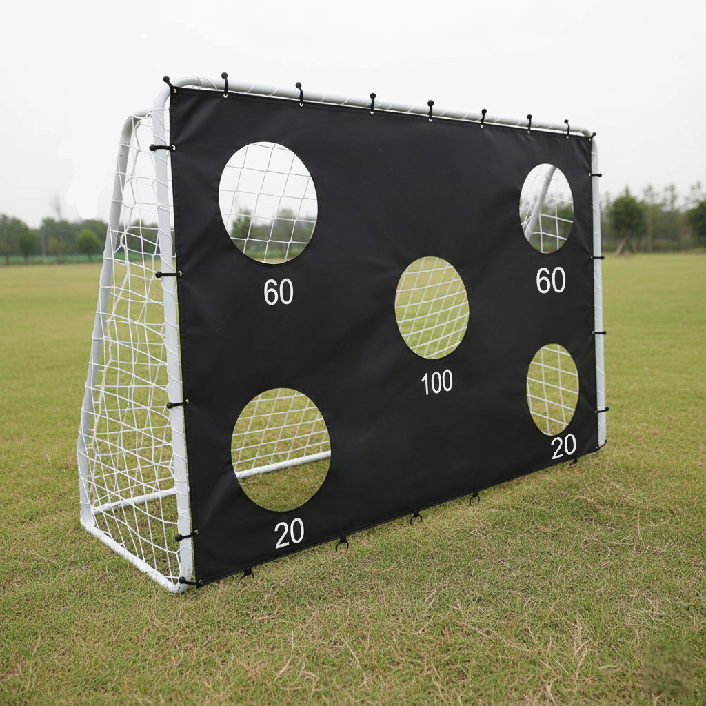 Poarta de fotbal XXL PROKickMaster Junior pentru copii 240x170x85 cm cu panou de tintire