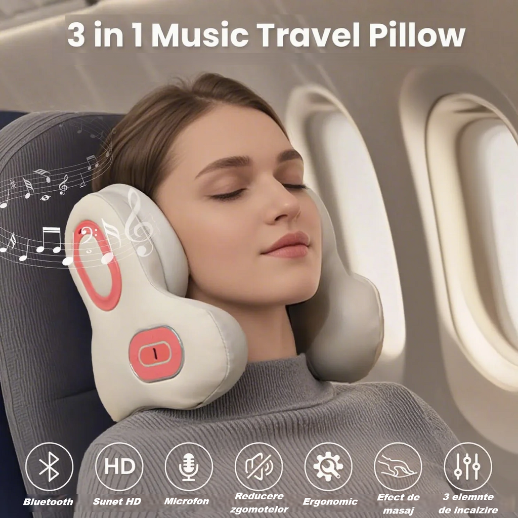 ZenNeck Pro- Perna de călătorie și masaj cervical cu Bluetooth