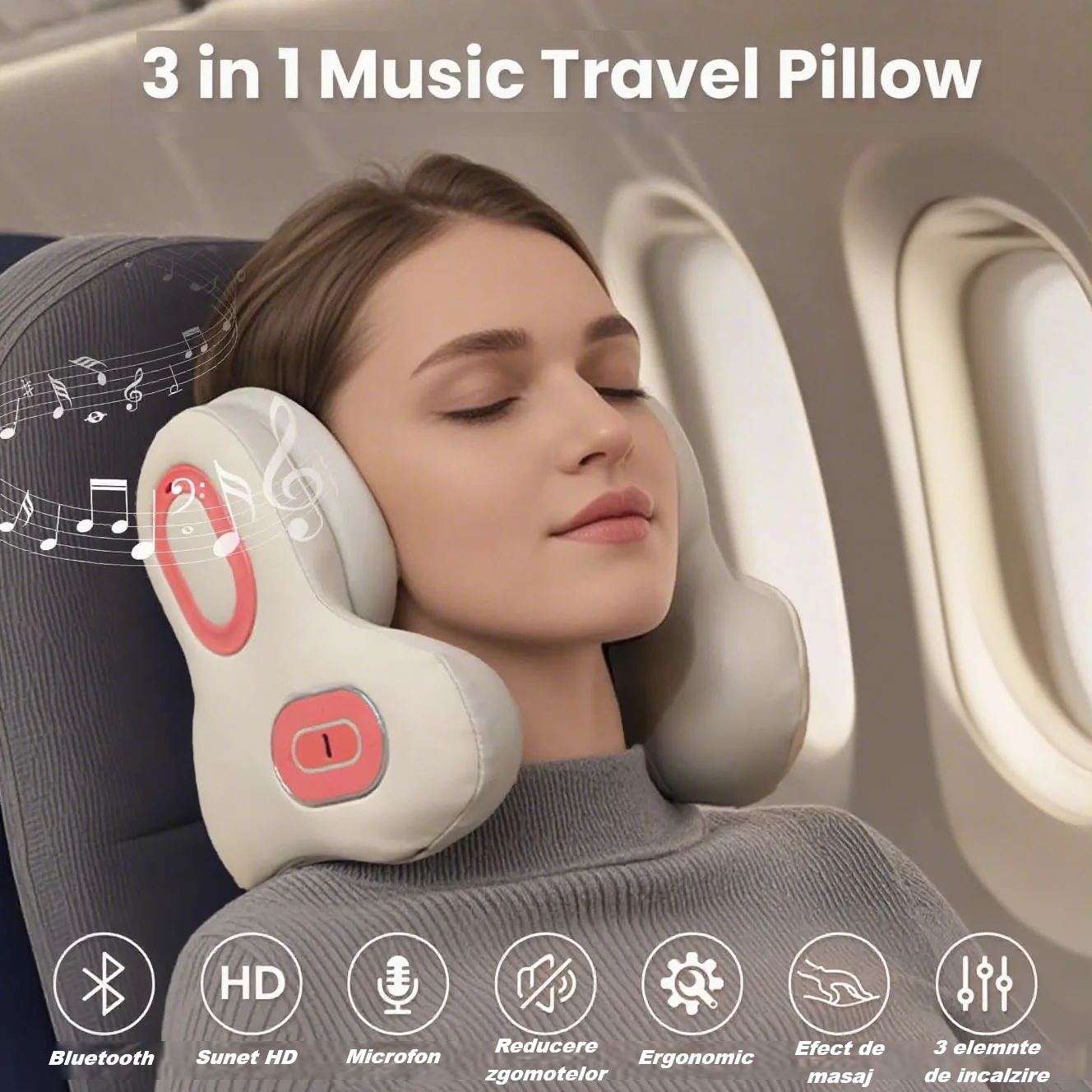 ZenNeck Pro- Perna de călătorie și masaj cervical cu Bluetooth