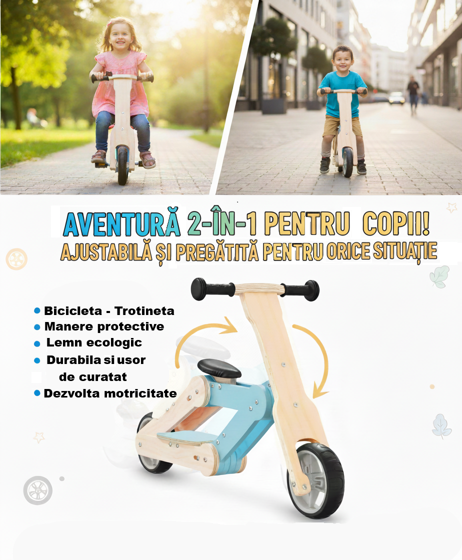 Bicicleta Fara Pedale 2 in 1 EasyRide – Bicicleta + Trotineta