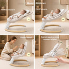 Balansoar electric ergonomic pentru bebeluși cu legănare automată | Telecomandă, Bluetooth, Copertină, Temporizator și Centură de Siguranță