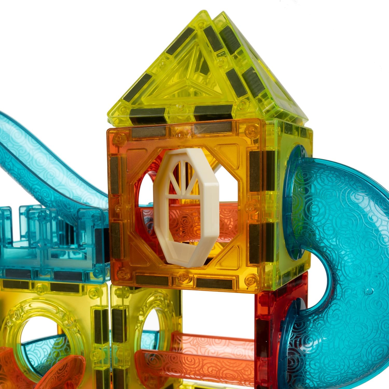 Set XL Magnetic Light Blocks 75 piese – Constructii Luminoase cu Bile Glow, Tuburi Magnetice si Elemente STEM