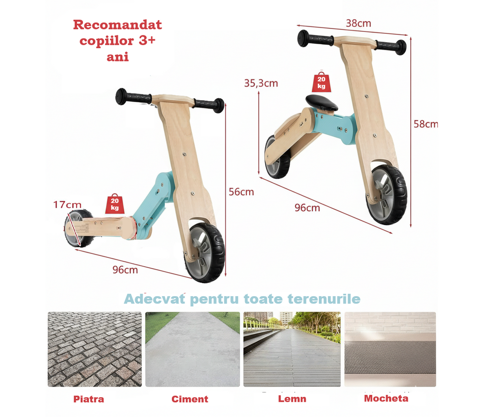 Bicicleta Fara Pedale 2 in 1 EasyRide – Bicicleta + Trotineta
