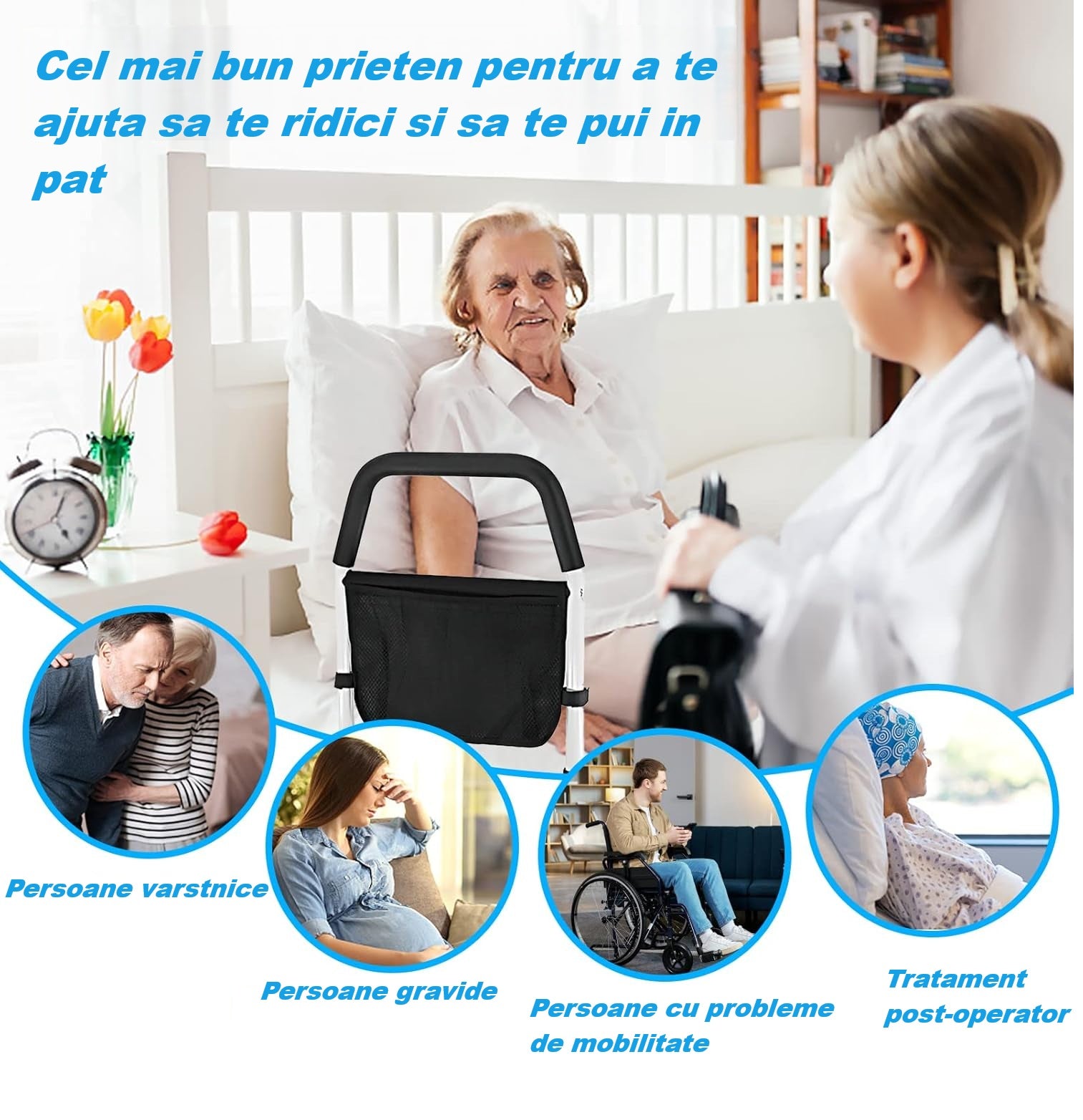 Cadru pentru ridicat din pat cu stabilitate maximă