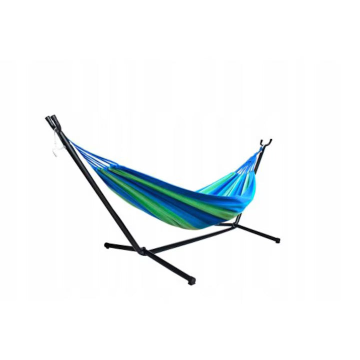 Hamac pentru gradina din bumbac cu suport metalic, 200x150 cm